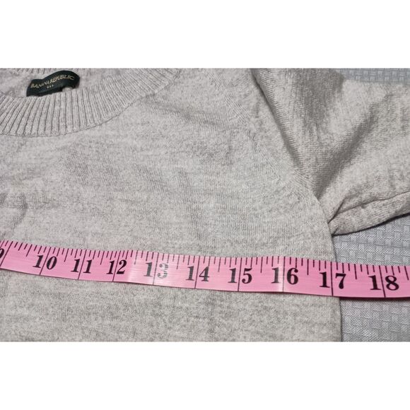 BANANA REPUBLIC:  Grey Merino Wool Blend Crew-Neck Sweater, Woman Size XL - Picture 4 of 5